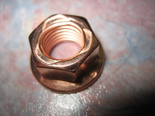 4x M10-1.25 Copper FLANGE Nuts 14mm hex size !! Exhaust Downpipe from Michigan - Bild 1 von 9