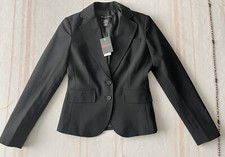 New York  Company Fitted Blazer Suit Jacket Black Lined LongSleeve Size 2 NWT