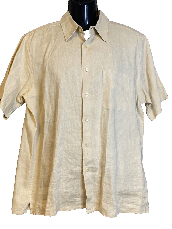 Рубашка мужская Pure Linen Paul Berman XL с коротким рукавом на пуговицах - Изображение 3 из 4