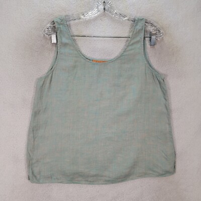 Vtg Sage Linen Cotton Sleeveless Casual Hipster Tank Blouse Womens Top Size M
