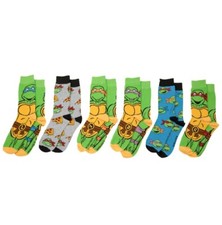 Teenage Mutant Ninja Turtles Men's 6-Pair Crew Socks Multi-Color Shoe Size 6-12