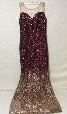 Windsor Womens Sequin Dress Small Burgundy Rose Gold Ombre Prom Formal Gown