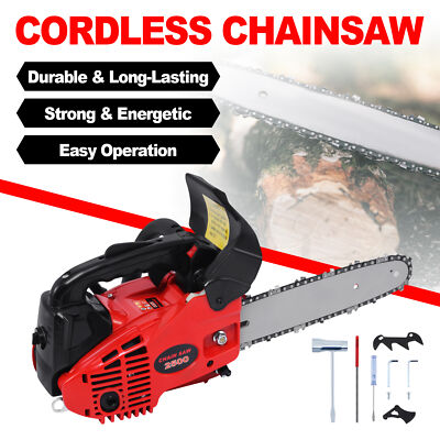 25.4cc Gas Top Handle Chainsaw with 10'' Bar Chain 2-Stroke Engine Cut Wood Tree