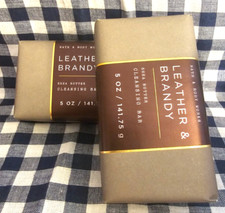 ALL NEW 2-Pack Men's LEATHER  BRANDY Cleansing Bar 5 oz Bath  Body Works