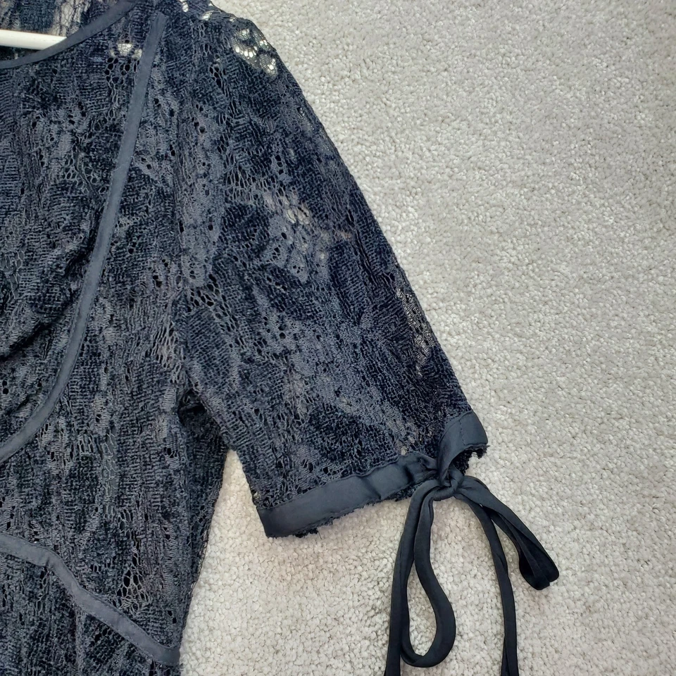 Mini Vestido Free People Fit & Flare Para Mujer Grande Negro Floral Encaje WItchy Fairy Foto 3 de 4