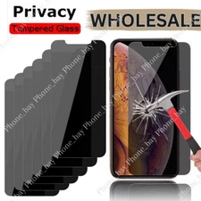 For iPhone 16 15 14 13 12 11 Pro X 8 Privacy Tempered Glass Screen Protector Lot