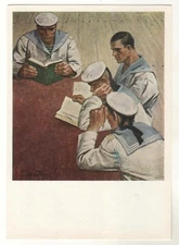 1975 SAILORS study book Navy Guys Military Arms OLD Soviet Russian Postcard