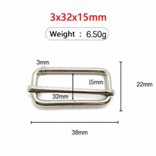 Metal Rectangle Buckle with Slider Bar Belt and Strap Keeper Adjustable Buckles