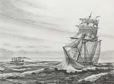 Horst Dumann Navigazione Veliero A Tre Alberi Con Vela Di Boma Mare Mosso