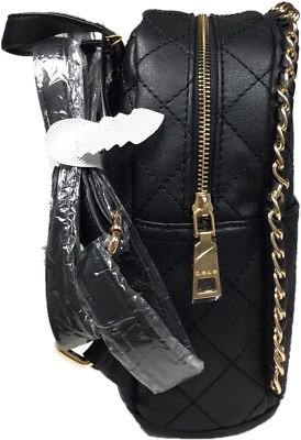 bebe Julia Mini Backpack Faux Leather Quilted Gold Chain  display picture 3