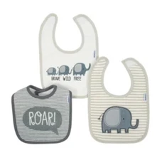 Gerber Baby Boy 100% Organic Cotton Bibs, Qty 3, Elephants