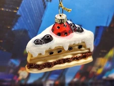 Slice of Cake Christmas Ornament Fruit  Birthday Glittered New NWT