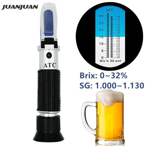 Portable ATC Refractometer 0-32% Brix Tester for Sugar Fruit Alcohol ...