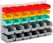 Colorful Garage Organizer Bins, 30PCS Wall Mounted Storage Small Parts Bins with