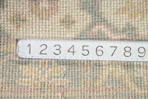 Transitional Beige Oushak Indian Rug 2x3 Handmade Geometric Wool Accent Carpet - Picture 11 of 12