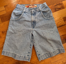 Vintage 90s JNCO Flamehead Embroidered Denim Skate Shorts Youth Sz. 14