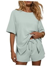 Two Piece Sets for Women Summer Lounge Short Sets Moisture Large Light Green