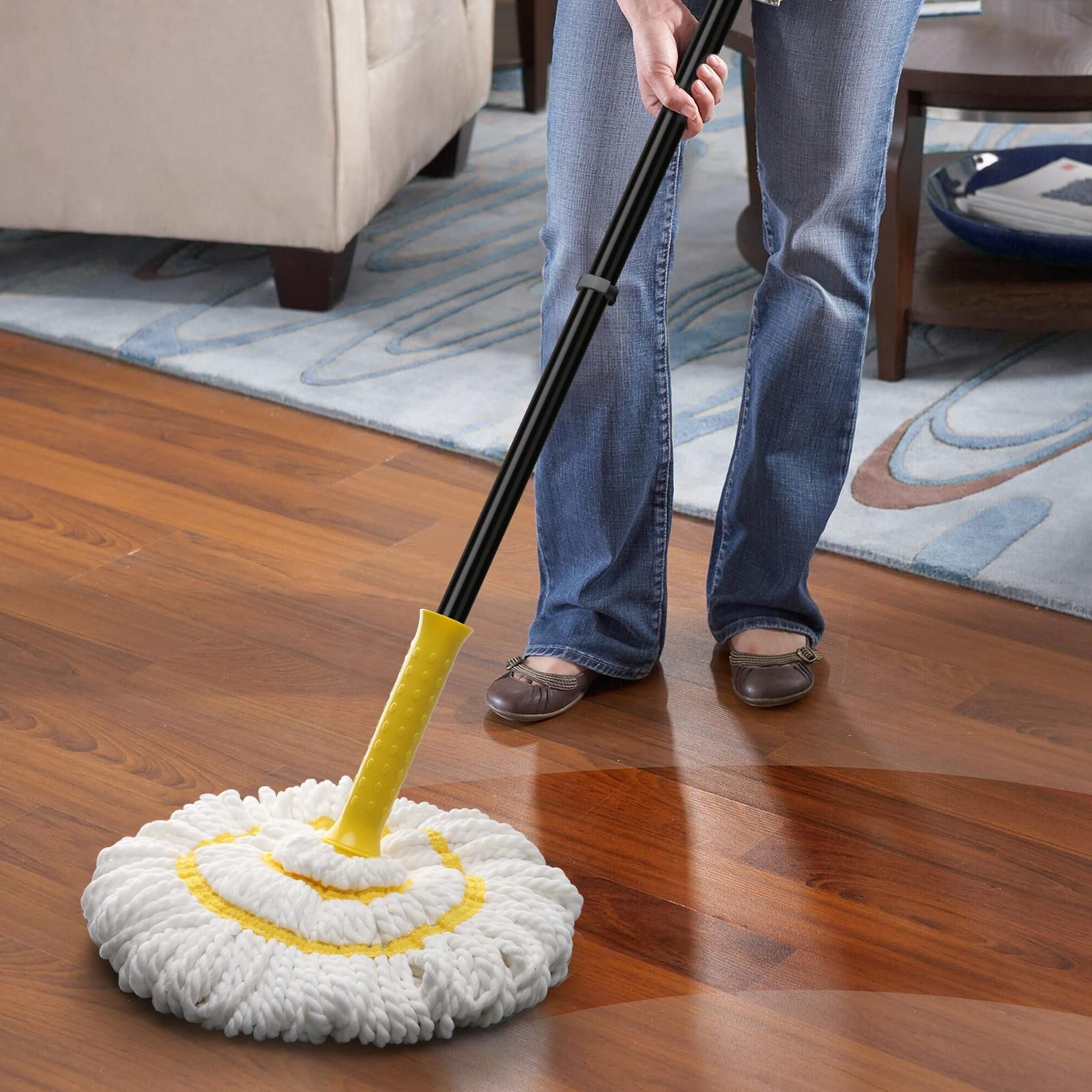 KeFanta Self-Wringing Twist Mop for Floor Cleaning, Long Handled Microfiber F...