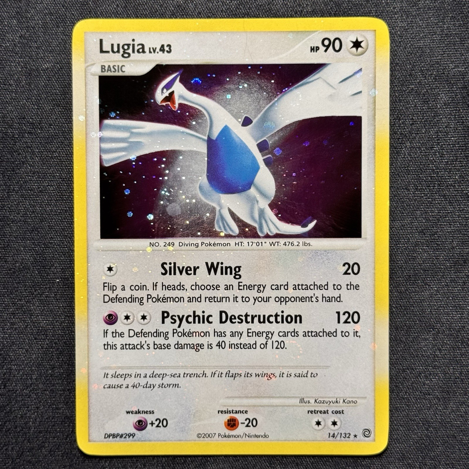 MAJOR HOLO BLEED LUGIA 14/132 Secret Wonders 2 SWIRLS 2007 Pokemon Card ERROR NM