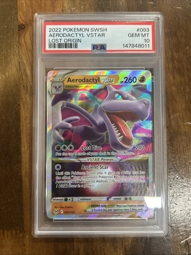 GRADED PSA 10 2022 Pokemon SWSH Aerodactyl VStar Lost Origin #093