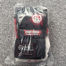 KRAV MAGA. Black/Red Leather Grappling Gloves Striking Training Martial Arts. L