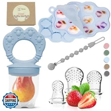 Set 1 : O’doe Silicone Baby Popsicle Molds and 1 Baby Food Feeders with 1 Cli
