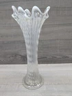 Vintage Fenton White Ruffle Edge Glass Vase 11" Tall - MCM