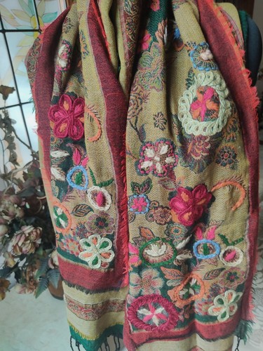 Multi Layer stylish 100% Cashmere Stole Jamavar Shawl Jamawar Wrap~16 DESIGN - Picture 4 of 5