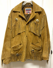 Excelled 1927 Brown Suede Fringe Western Snap Lined Jacket Size S