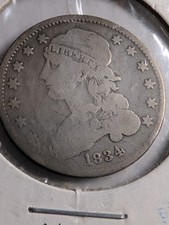 USA 25 centimes buste coiffé quart petit aigle 1834-F