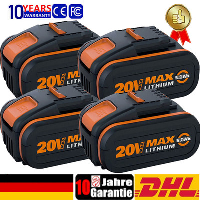 4X 5,0AH Für Worx 20V Li-Ion Ersatzakku WA3553 WA3551.1 WA3572 WA3550 7 AH Akku