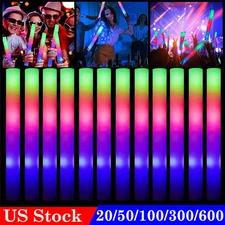 20/50/100/600PCS LED Foam Sticks Light Up Wands Rally Flashing Glow Party Rave