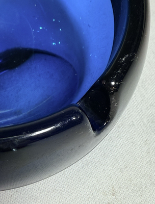 Vintage MCM Viking Glass Bluenique Orb Ashtray Sphere 4” Cobalt