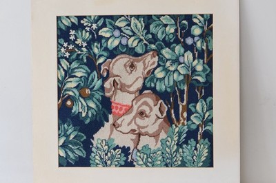 Vintage Mittelalter Stil Fertig Wandteppich Nadelspitze Hunde Einhorn Wandteppiche
