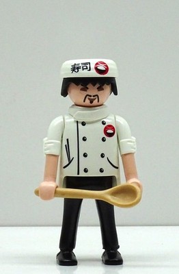 KOCH ASIATE Playmobil zu China Japan Sushi Kochjacke weiss bedruckt ASIA - RAR !
