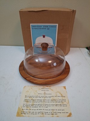 Vintage Teakwood Domed Cheese Server - Imperial International Danish Design