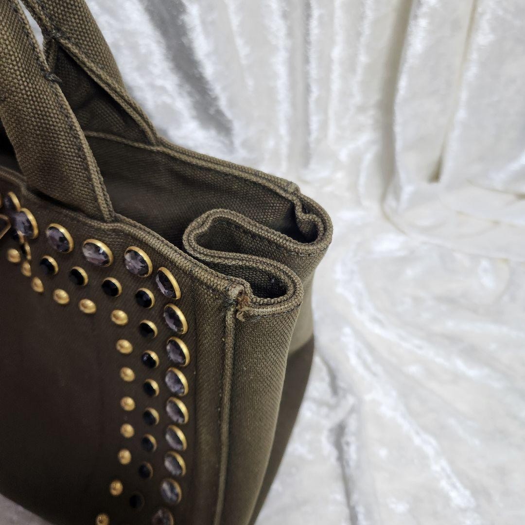 PRADA Tote Bag Canapa Bijou Shoulder Bag khaki Canvas Women W/Guarantee Card JP thumbnail 8