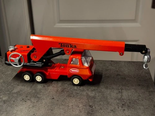 New ListingOrange Tiny Tonka  Extension Crane Truck Japan-made HTF #2
