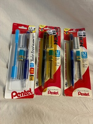 LOT OF 3 PENTEL MECHANICAL PENCILS WITH 0.7 MEDIUM LEAD-NEW