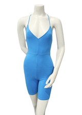 ZARA Blue Racerback Romper Bodysuit Shorts One Piece Jumpsuit Women s Size S NWT