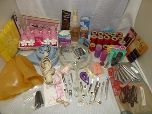 HUGE VINTAGE HAIR ACCESSORIES LOT CURLERS BOBBY PINS