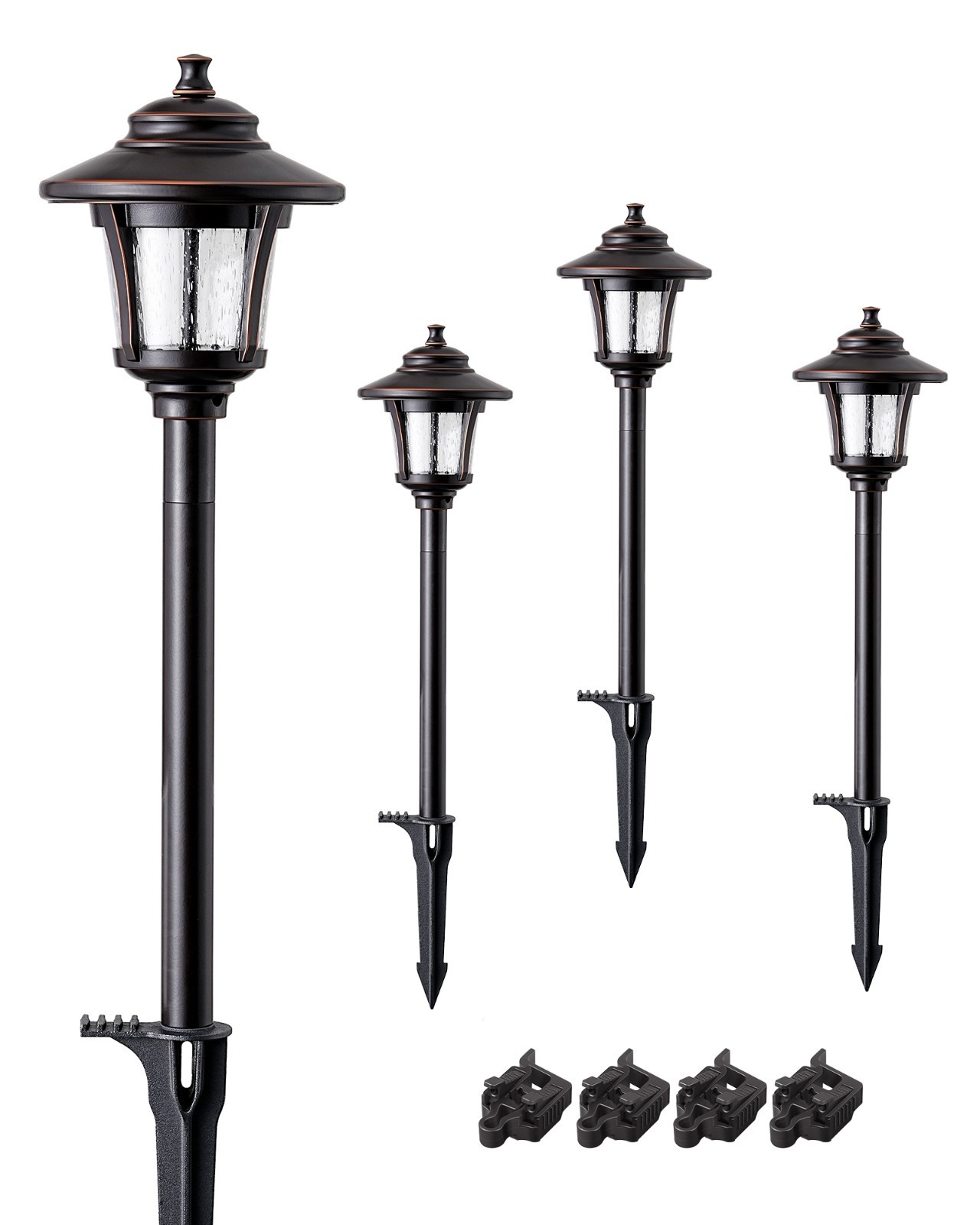 EDISHINE Low Voltage Pathway Lights 12V 4 Pack, Warm White 3000K, Easy Install