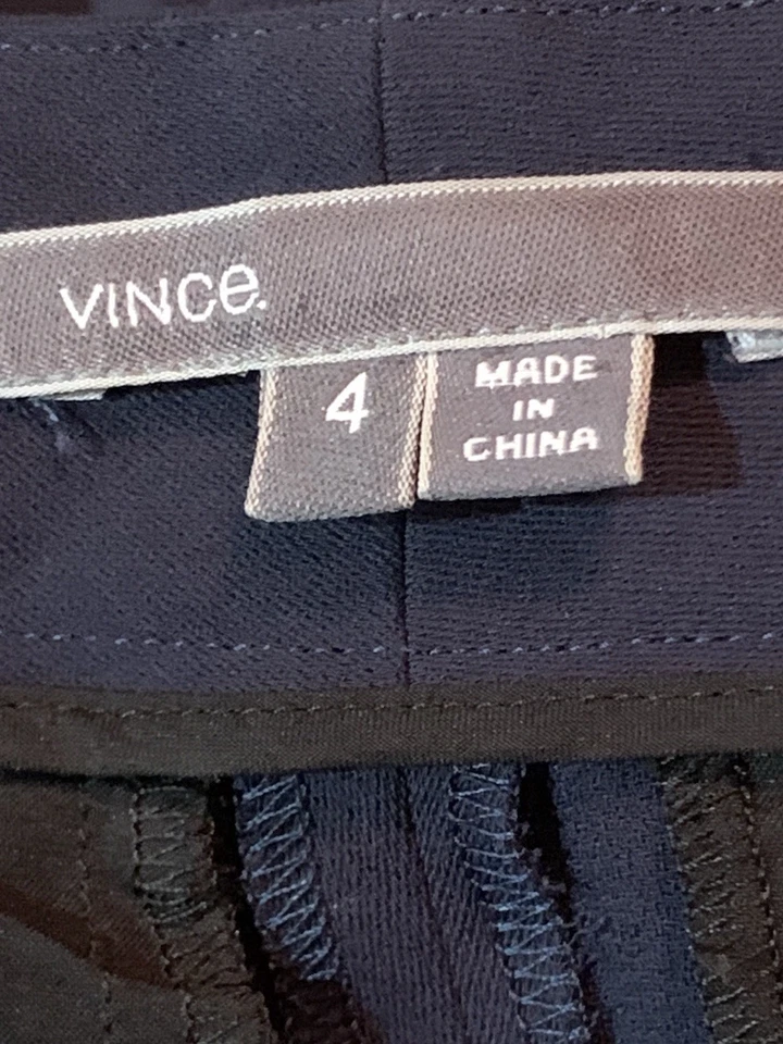 Pantalones de chándal VINCE para mujer talla 4 azul marino plisados dobladillo elástico bolsillos carrera Foto 3 de 4