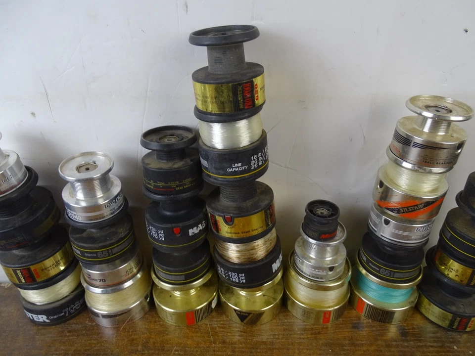 LOT OF 29 LOOSE  Spinning Reel Replacement Spools ASSORTED BRANDS AND SIZES - Image 2 of 4