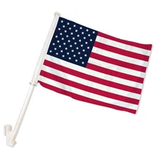 American Car Flag 12 x 16 inch -17 inch Flexible Plastic Pole with Bracket -U..S