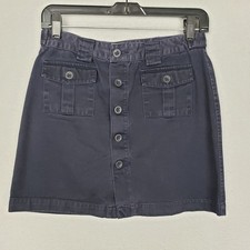 Y2K GAP Button Front Mini Skirt Blue Khaki Summer Casual Utility Juniors Size 1