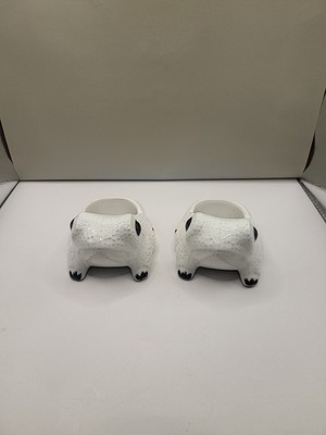 Rare Vintage Pair White Hobnail Frog Planters Jean Roger Style Made In Portugal