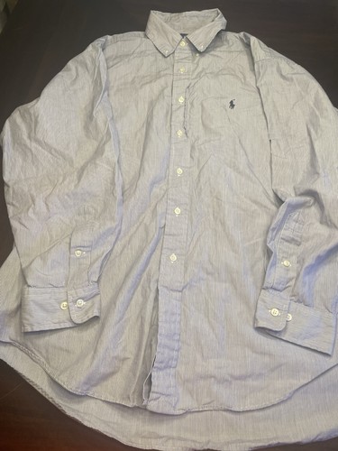 Camicia uomo Ralph Lauren Yarmouth blu righe 16 1/2 34/35 manica lunga cotone - Foto 1 di 3