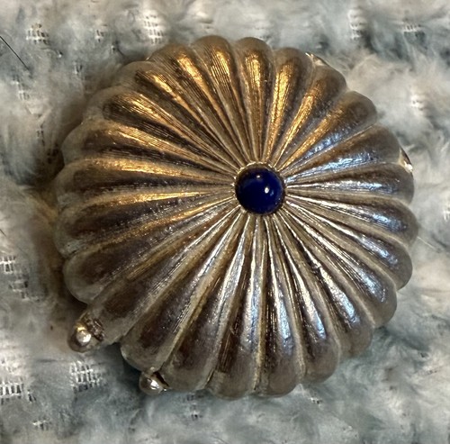 Vintage Estee Lauder Perfume Compact Starburst Clamshell Style With Blue Gem