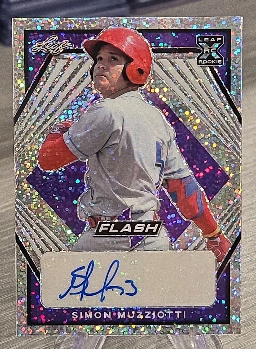 Simon Muzziotti 2021 Leaf Flash Purple Autograph /75 Philadelphia Phillies
